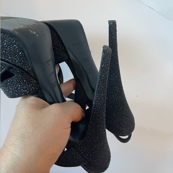 YSL Yves Saint Laurent Tribute platform Sandal in black shimmer - Picture 5 of 7